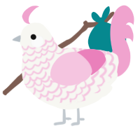 A white and pink chicken with a lace pattern