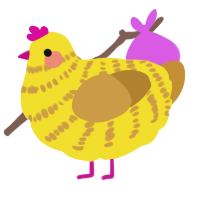 A yellow and gold chicken with a bar pattern