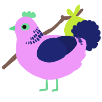 A lavender and navy chicken with a neck-band pattern