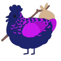 A navy and amethyst chicken with a half-lace pattern