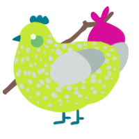 A lime and silver chicken with a speckle pattern