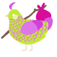A lime and orchid chicken with a lace pattern