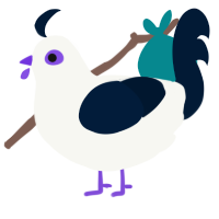 A white and tumblr chicken