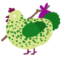 A lemon and leaf chicken with a speckle pattern