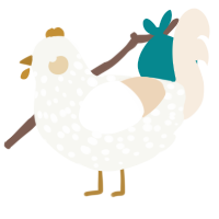 A white and cream chicken with a speckle pattern