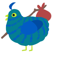 A sea and ultramarine chicken with a bar pattern
