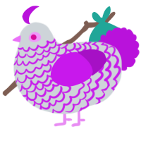 A mist and amethyst chicken with a lace pattern