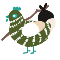 A olive and cream chicken with a bar pattern