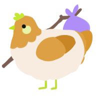 A cream and orange chicken with a head pattern