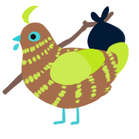 Naiad, a brown and lime chicken with a bar pattern