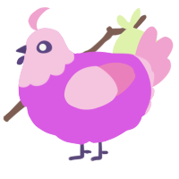 A orchid and pink chicken with a head pattern