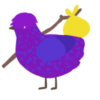 A violet and indigo chicken with a speckle pattern