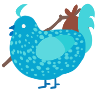 A cerulean and aqua chicken with a speckle pattern
