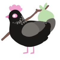 A sable and grey chicken with a neck-speckle pattern