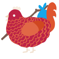 A crimson and vermilion chicken with a lace pattern