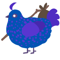A ultramarine and indigo chicken with a speckle pattern