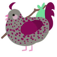 A ash and wine chicken with a speckle pattern