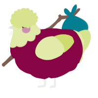 A maroon and lemon chicken with a head pattern