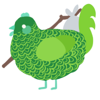 A viridian and grass chicken with a double-lace pattern