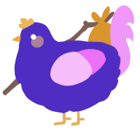 A indigo and lavender chicken