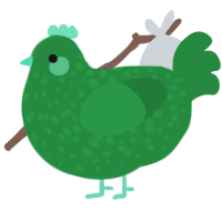 A viridian chicken with a speckle pattern
