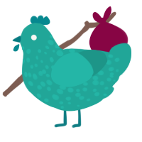 A turquoise chicken with a speckle pattern