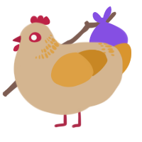 A beige and orange chicken with a neck-band pattern