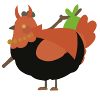 A black and vermilion chicken with a head pattern