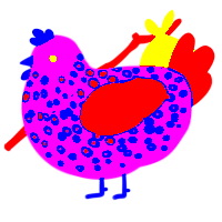 A lilac and sable chicken with a speckle pattern