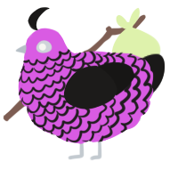 A orchid and sable chicken with a lace pattern