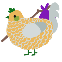 A honey and silver chicken with a lace pattern