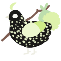 A sable and apple chicken with a speckle pattern