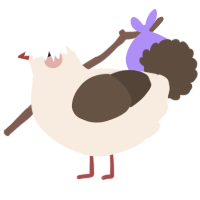 A cream and bark chicken