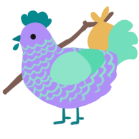 A lilac and mint chicken with a lace pattern