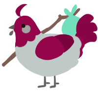 A silver and maroon chicken with a head pattern