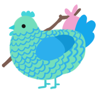A mint and sky chicken with a lace pattern