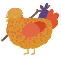 A orange and vermilion chicken with a speckle pattern