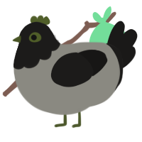 Olive, a ash and sable chicken with a head pattern