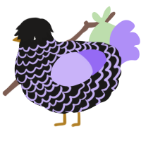 A sable and lilac chicken with a lace pattern