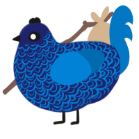 A navy and sapphire chicken with a double-lace pattern