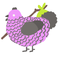 A lavender and grey chicken with a lace pattern