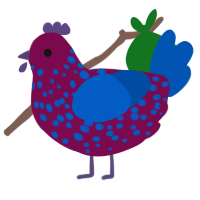 Wildberry, a wine and ultramarine chicken with a speckle pattern