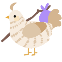 A cream and beige chicken with a bar pattern