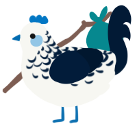 Raiju, a white and tumblr chicken with a half-lace pattern