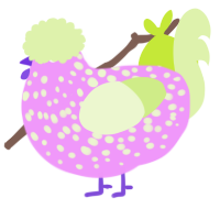 A lavender and apple chicken with a speckle pattern