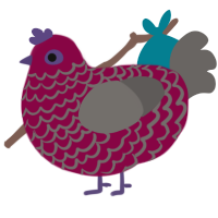 Blood, a maroon and grey chicken with a lace pattern