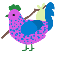 A orchid and sapphire chicken with a speckle pattern