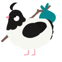 A white and sable chicken with a head pattern