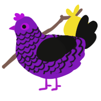 A violet and black chicken with a lace pattern