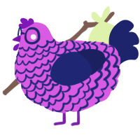 Harriet, a orchid and navy chicken with a lace pattern